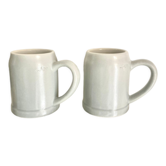 Paire de chopes mugs en grès