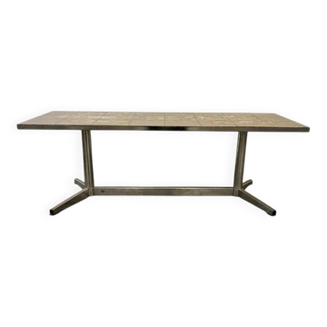 Table basse vintage en céramique avec cadre chromé