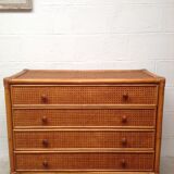 Commode  bambou et cannage rotin