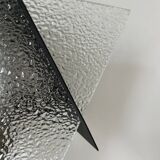 Vintage geometric wall lamp, black metal and glass, France 1950