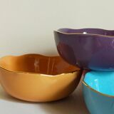 Six vintage multicolored ceramic bowls-cups