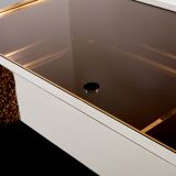 Enfilade laiton chrome miroir velour leopard Michel Pigneres 1969