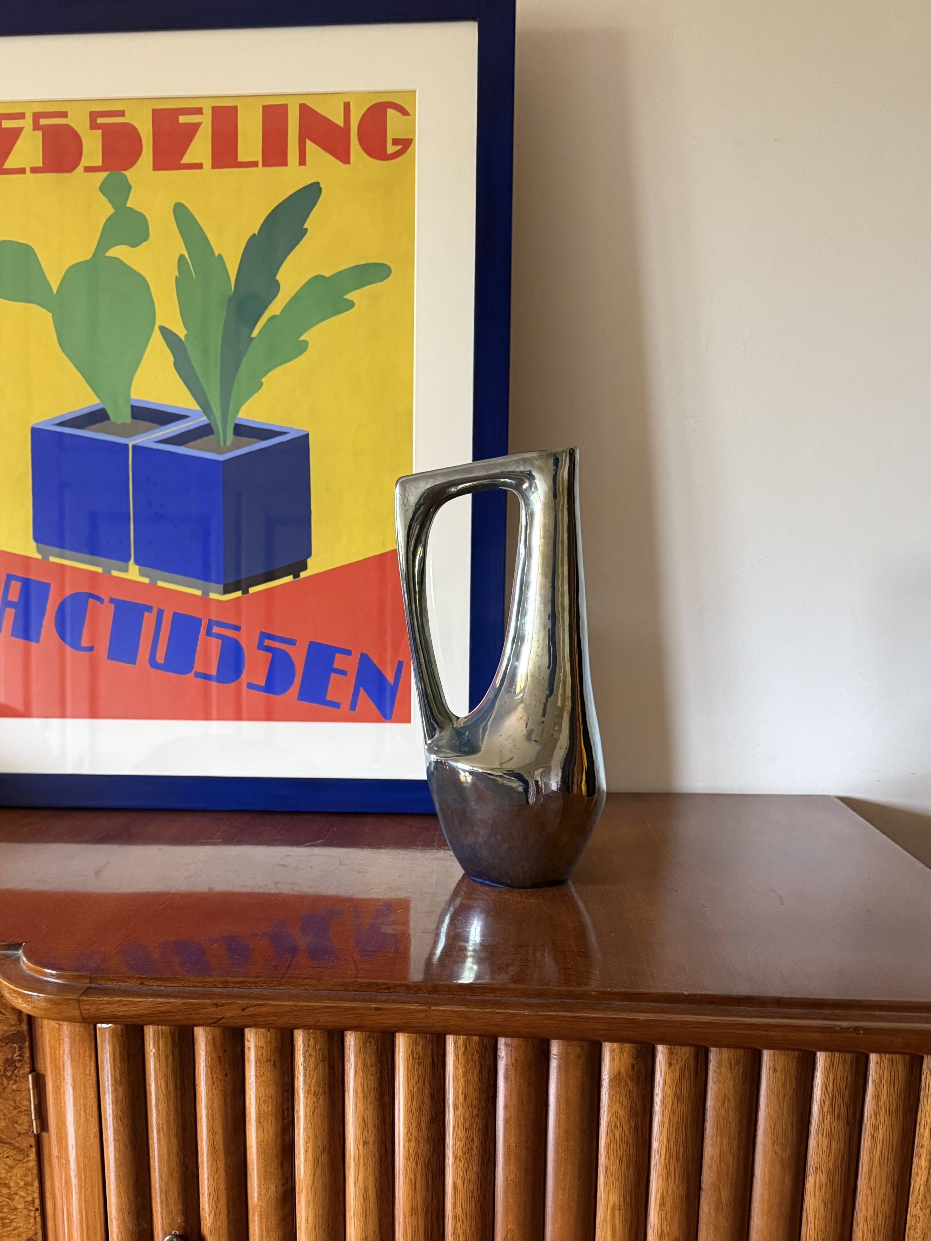 A. Cytère, modern iridescent gres vase, Rambervillers France 1950s