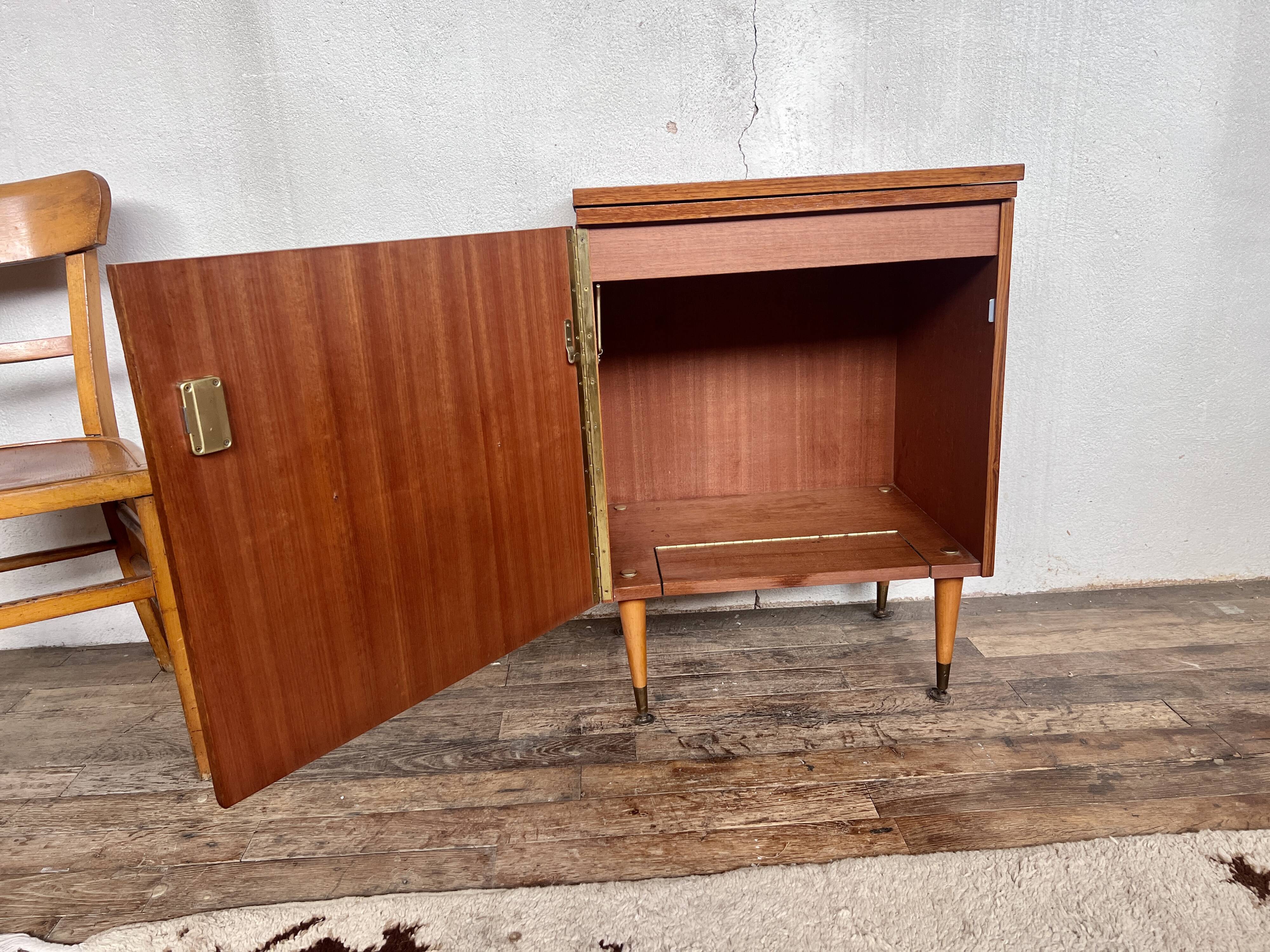 Meuble bar vintage en teck 1960