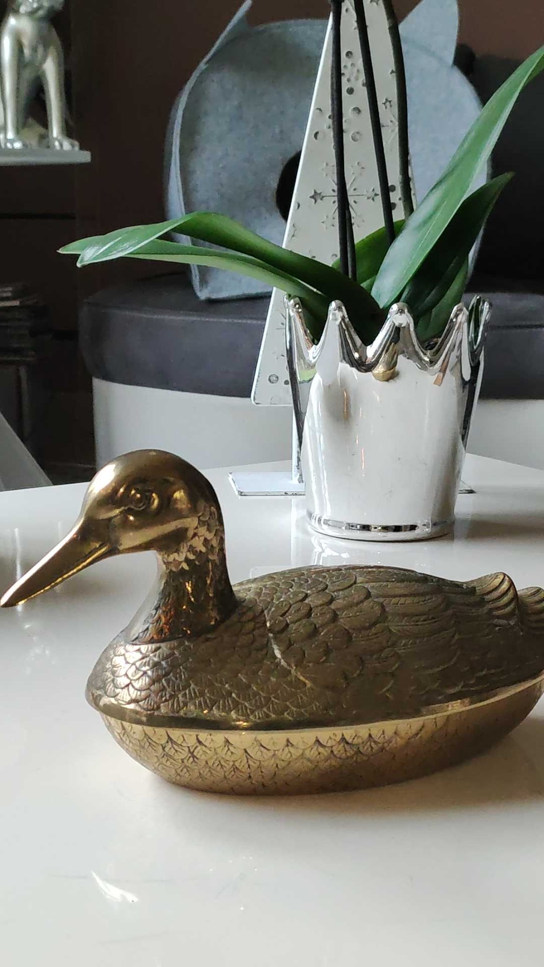 Void zoomorphic pocket in the shape of a mallard in solid brass - vintage model 70s