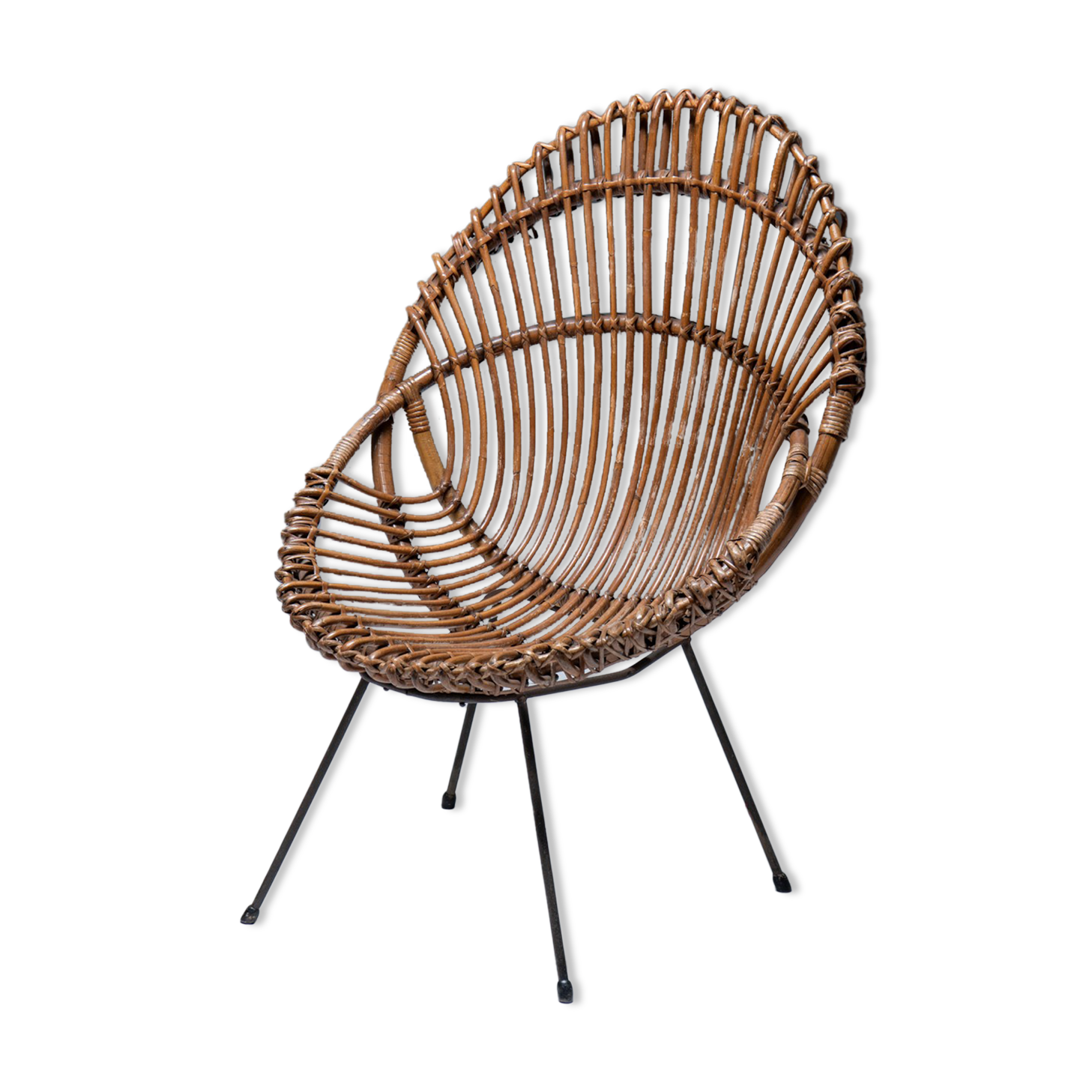 Mid-century chair in rattan, italy, 1950's