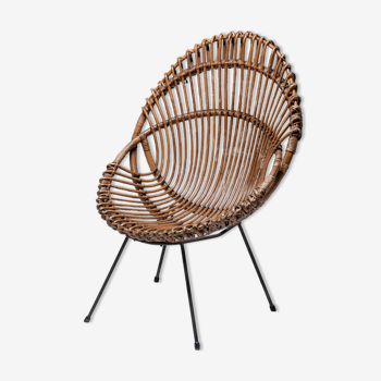 Mid-century chair in rattan, italy, 1950's
