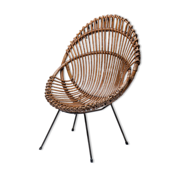 Mid-century chair in rattan, italy, 1950's