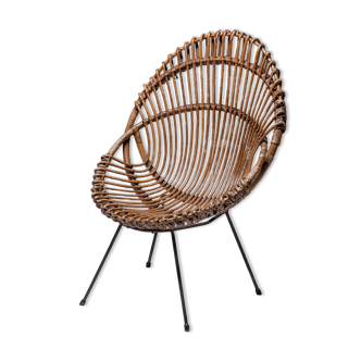 Mid-century chair in rattan, italy, 1950's