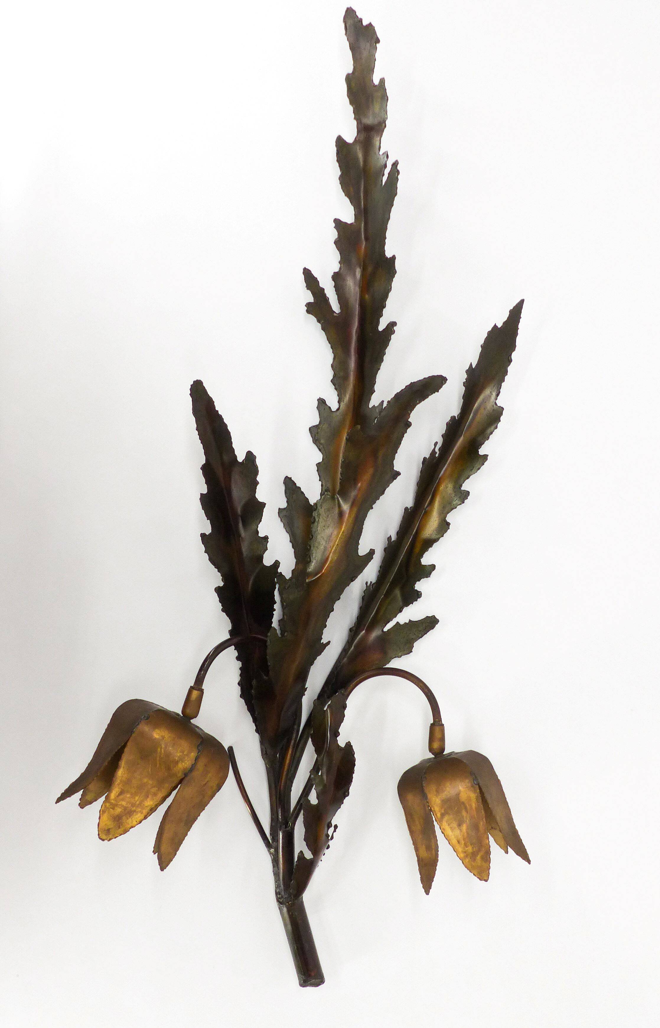 Floral brutalist wall lamp attributed to Maison Jansen 1970