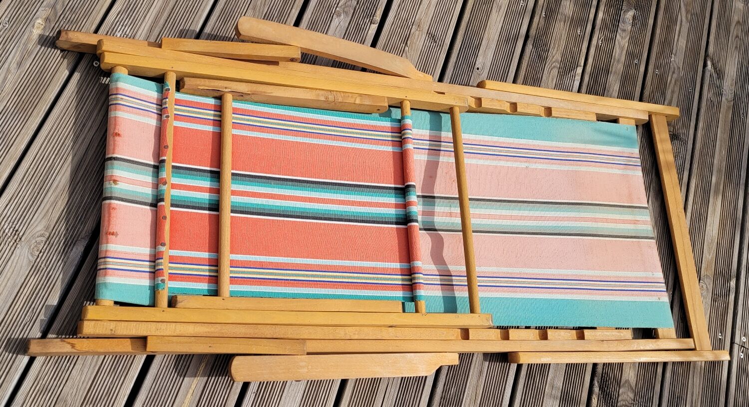 Vintage bayadère canvas chaise longue