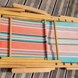 Vintage bayadère canvas chaise longue
