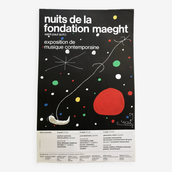 Joan miro, nuits de la fondation maeght, 1967. affiche originale en lithographie