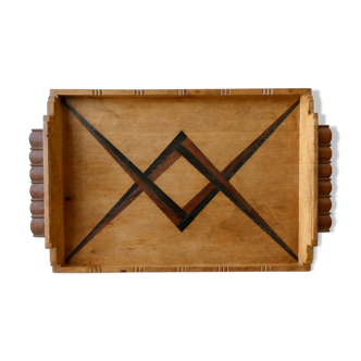 Plateau with wood marquetry art deco