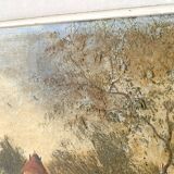 Old painting on framed canvas, countryside