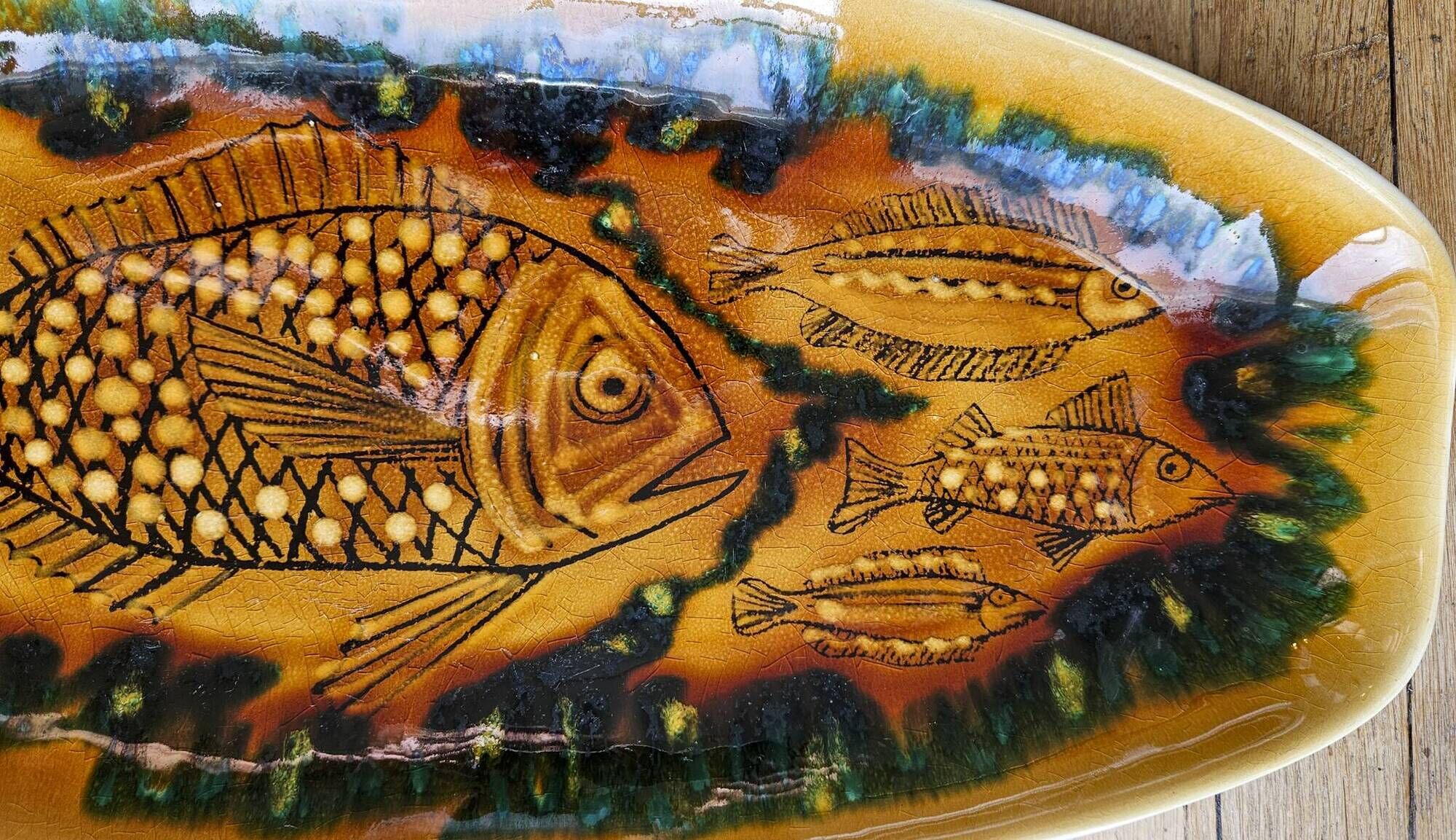 Fish platter, Longchamp earthenware. Designs attributed to Robert Picault