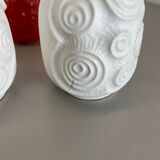 Set of 4 Red-White Fat Lava Op Art Pottery Vases by Bay Ceramics, Germany