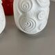 Set of 4 Red-White Fat Lava Op Art Pottery Vases by Bay Ceramics, Germany