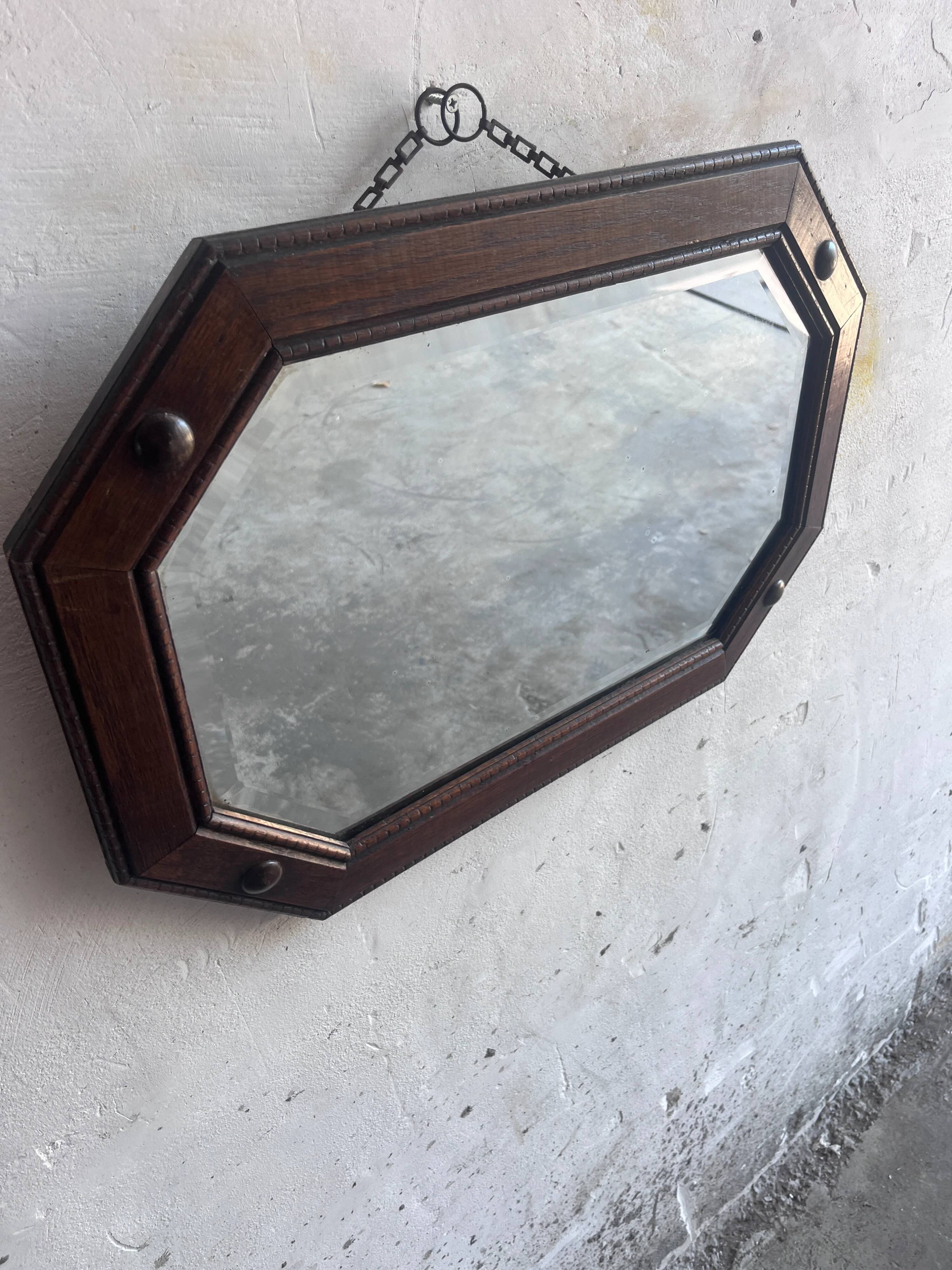 Miroir mural octogonal anglais Arts & Crafts / Art déco, 1920s–1930s