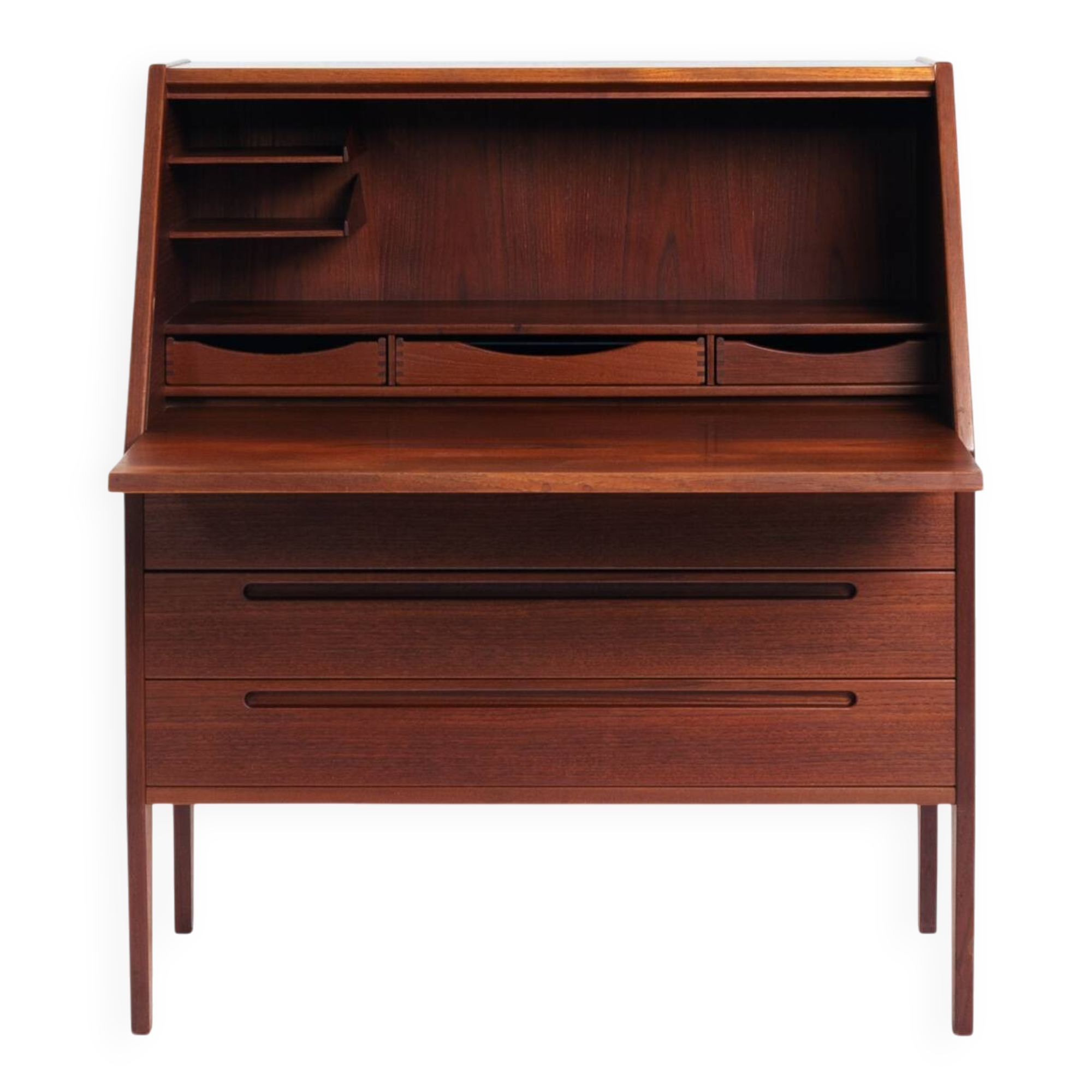Kai Kristiansen model 63 desk teak secretaire with vanity mirror, 1960s