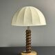 Midcentury brutalist wood turned mushroom table lamp, Charles Dudouyt style