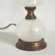 Brass & white glass table lamp red fabric shade