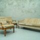 Scandinavian teak & velvet living room set, 1960s