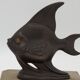 Vintage French Art Deco Fish Book Ends - Marble and Spelter Bookends