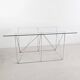 Folding steel and glass dining table by Max Sauze 1970s