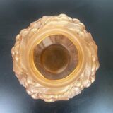 Vase à boules Art Déco français en verre moulé givré rose orangé - 1930 France