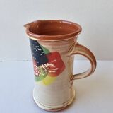 Ceramic jug with Provencal floral pattern signed (Signature to be identified)