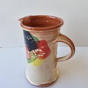 Ceramic jug with Provencal floral pattern signed (Signature to be identified)