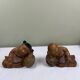 Carved wooden bookends