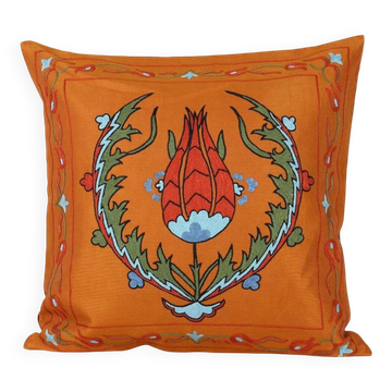 Housse de coussin brodée vintage 51x51 cm