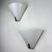 Pair of mid-century conical opal glass wall lights, Italy 1960s