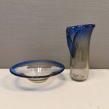 Vase and Bowl made of several layers of glass with inlaid air ‘bubbles’ from Swedish Visby glass 92