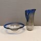 Vase and Bowl made of several layers of glass with inlaid air ‘bubbles’ from Swedish Visby glass 92
