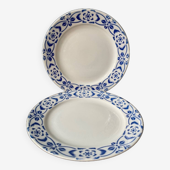 Set of two low vintage Sarreguemines earthenware compote bowls