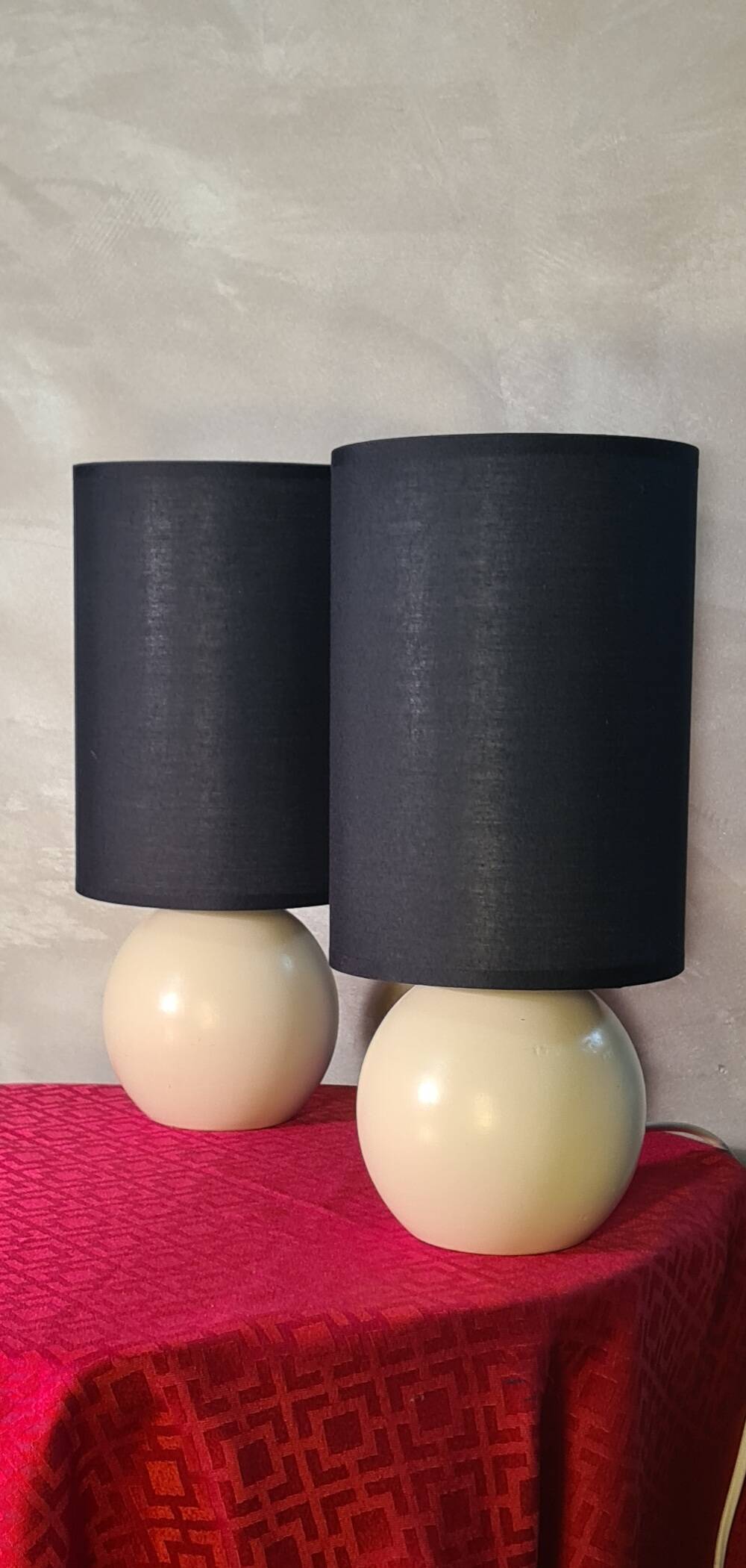 Paire de lampe chevet bois beige et abat jour en noir, scandinave elec ok 3