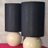 Paire de lampe chevet bois beige et abat jour en noir, scandinave elec ok 3