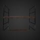 60's string wall shelf black lacquered metal oak, vintage