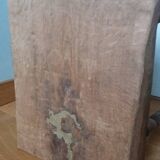 Stool, brutalist side table in solid oak.