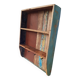Wall shelf 3 shelves + 4 hooks cast iron in polychrome wood