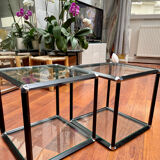Glass and metal side tables