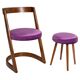 Mid-century purple velvet Halfa chair and stool, Baumann, France, 1970s.