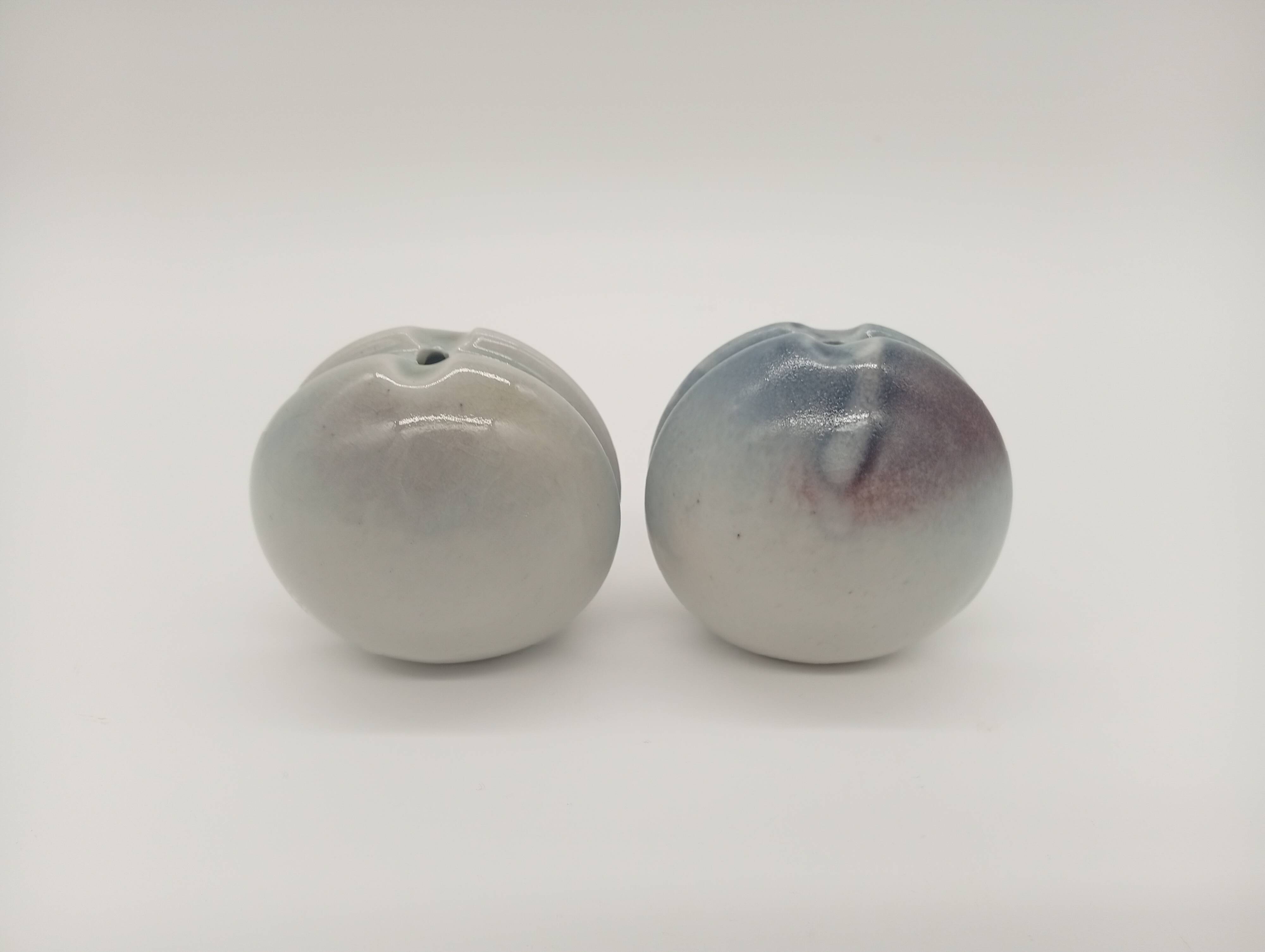 Duo 2 Vase Soliflore Lenticular Glazed Stoneware Grey Blue Purple Ceramic