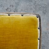 Vintage walnut chairs with studs & straps and springs in velvet, italy, 1920s