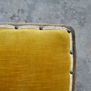 Vintage walnut chairs with studs & straps and springs in velvet, italy, 1920s