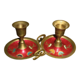 Set of 2 brass candle holders
