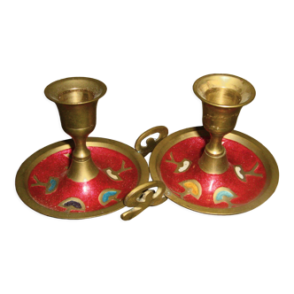 Set of 2 brass candle holders